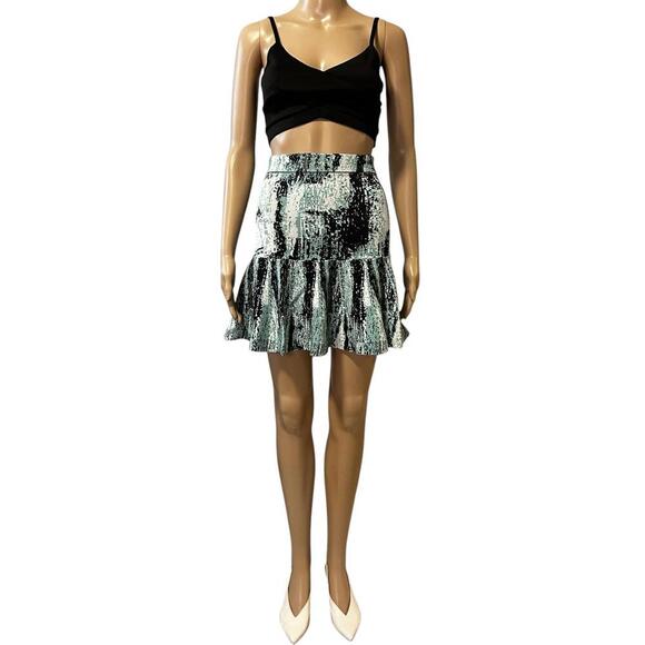 Flirty Ruffled Skirt with Abstract Print - Picture 1 of 6